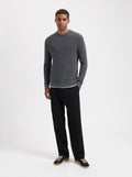 Boris Rib Crewneck - Dark Grey Melange