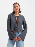Georgie Tie Blouse - Grey