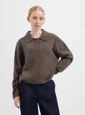 Lillie Wool Polo Cardigan - Brown