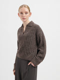 Mila Wool Polo Pullover - Brown
