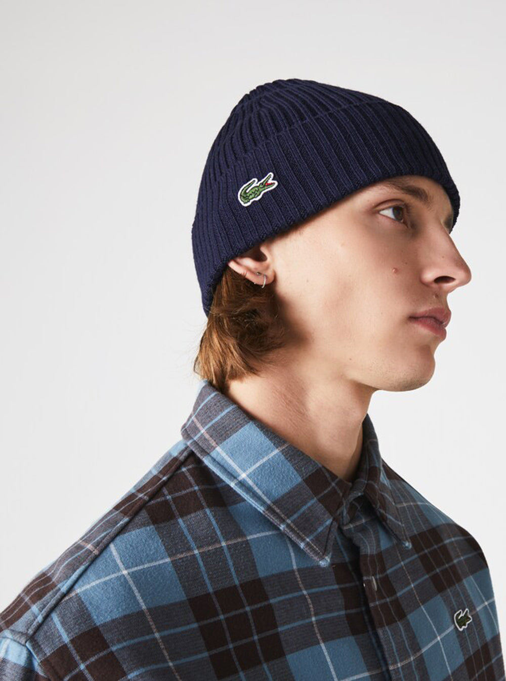 Lacoste ribbed wool beanie on sale